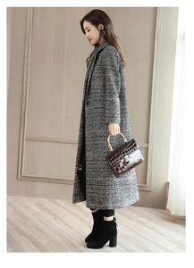 Vente en gros 2022 nouveauté mode printemps automne chaud à manches longues revers <span class=keywords><strong>Trench</strong></span> femmes longue <span class=keywords><strong>laine</strong></span> style décontracté manteau - Product Image 4