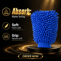 Gant de lavage de voiture en microfibre chenille bleue, doux, pour le nettoyage extérieur des voitures, SUV et camions