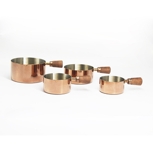 Juego de tazas y cucharas de cocina, juego de tazas de medición de Metal apilables, tazas de medición de acero inoxidable con mango de madera, <span class=keywords><strong>4</strong></span> Uds. - Product Image 1