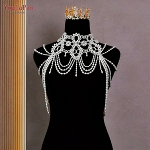 YouLaPan VG09A Boléro de mode avec chaîne à pampilles de perles, décoration faite main, collier de perles blanches, châle de <span class=keywords><strong>mariage</strong></span> pour femme - Product Image 1