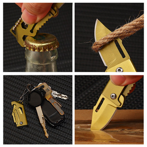 LFEDC fábrica gran oferta al por mayor EDC Acero inoxidable Color oro Mini plegable llavero cuchillo con abrebotellas - Product Image 4