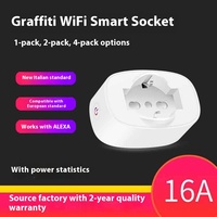 SIXWGH Italien Standard WiFi Smart Power Socket Alexa Voice Control 16A EU Plug Android Remote Access Bar Design ABS Material No
