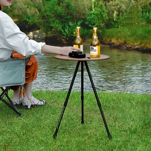 IRONDONKEY, mesa ajustable para acampar, barbacoa al aire libre, cocina, aleación de aluminio, plegable, redonda, portátil, plegable, mesa de extensión redonda - Product Image 3