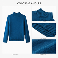 Pull en maille fine pour femme, couleur turquoise, à manches longues et col roulé, vente en gros, marque privée