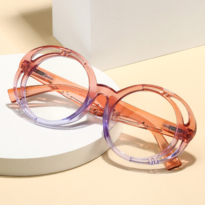 HS2201 femmina Unisex telaio in vetro di buona qualità moda con disegno scheletro lente rotonda blu blocco della luce per i giovani - Product Image 2