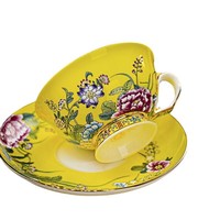Ensemble de tasses à café et soucoupes en céramique de style chinois nouveau, de luxe, de style européen exquis, design floral, 220 ml, boîte cadeau pour le thé de l'après-midi