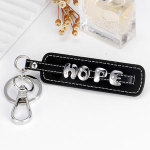 Porte-clés DIY en cuir de veau avec lettre, moderne, simple, rectangulaire, pour couple, pendentif pour téléphone portable ou petit sac - Product Image 2