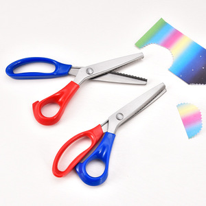 Stainless Steel Tailor Scissors Red And Blue Handles Serrated Blade For Fabric Craft Diy <b>Sewing</b> Use - Product Image 3