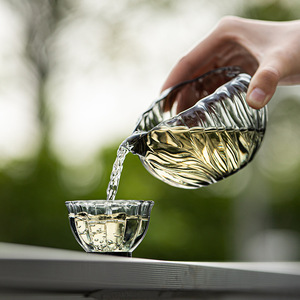 Lotus Boat Glass Fair <b>Cup</b> Heat Resistant <b>Tea</b> <b>Set</b> For Afternoon <b>Tea</b> Adults - Product Image 3