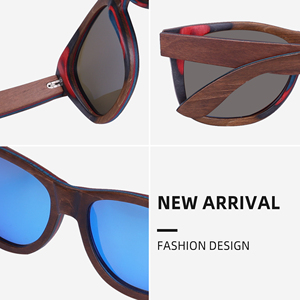 Gafas de Sol Cuadradas Vintage con Lentes Polarizadas Tac, Gafas de Madera de Skateboard Reciclada, Unisex, Lunettes-soleil - Product Image 4