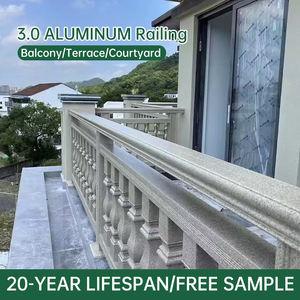 ราวบันไดอลูมิเนียมทนสนิมกลางแจ้งพร้อมเอฟเฟกต์หินอ่อนดีไซน์คอลัมน์โรมันสำหรับบันไดระเบียงและสวนระเบียงวิลล่าและเฉลียง - Product Image 4