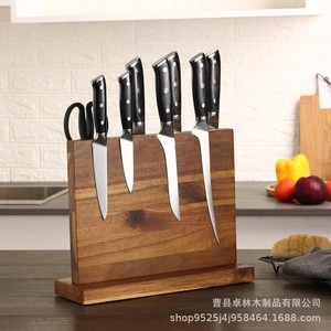 Portacuchillos de madera de doble cara para cocina, soporte magnético de madera maciza para cuchillos de chef, estante para cuchillos - Product Image 1