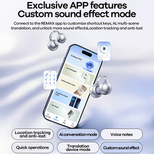 หูฟังบลูทูธไร้สายแบบเปิดหู Remax Custom EQ AI Translation ควบคุมผ่านแอพ พร้อมคลิปหนีบหูฟัง ลดเสียงรบกวนด้วย AI สำหรับการโทร - Product Image 2