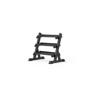 Support de rangement réglable à 3 niveaux pour haltères, en acier au carbone de 91 cm, capacité de 500 kg pour salles de sport à domicile, support métallique pour poids avec stabilité - Product Image 1