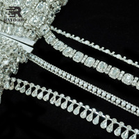 Applique chaîne de strass en verre à coudre, pierres marquise 3D à dos plat, garniture en cristal strass, patchs pour ceinture de mariée et décoration de chaussures