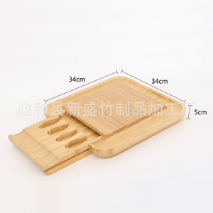 Factory wholesale cheese board <b>set</b>, simple cheese knife, cheese board drawer, bamboo <b>square</b> cheese board, customizable. - Product Image 3
