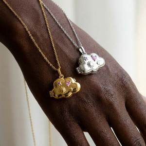 Europe United States Copper Bamboo Hot New <strong>Cloud</strong> Can Open Close Pendant Necklace Fashion All-Match Clavicle Holiday Gift - Product Image 1
