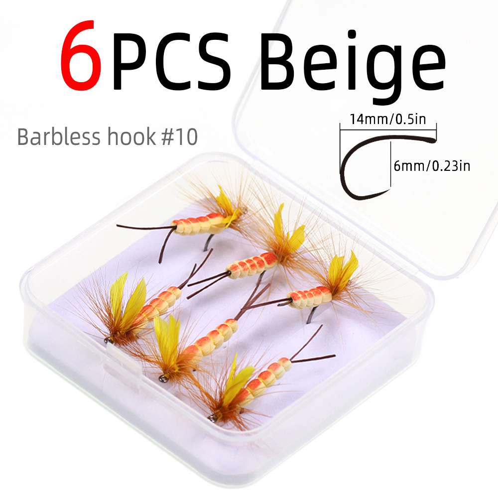 6 unids/caja amarillo Barbless