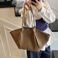 Grands sacs fourre-tout en PU 2025, sacs à main simples de couleur unie, sacs en cuir pour femmes