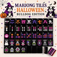 Set Mahjong Bulldog Halloween |   160 Ubin Karet Alam Akrilik Premium |   Nama Kustom Desain Anjing Seram |   Tahan lama