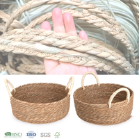 Panier de rangement multifonctionnel en jonc de mer tressé à la main, style nordique, personnalisable et écologique, pour articles divers, origine Chine