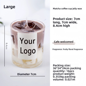 Bougie parfumée au matcha glacé avec logo personnalisé, décor de glaçons réalistes, décoration créative pour la maison, bougies parfumées - Product Image 6