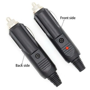 Prise allume-cigare mâle 12V 24V pour voiture, <span class=keywords><strong>adaptateur</strong></span> allume-cigare robuste pour véhicule avec lumière LED et fusible intégré - Product Image 1