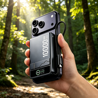 Batterie externe portable magnétique 3-en-1 pour voyage en extérieur, haute capacité 5000/10000mAh, 22.5W PD Type-C, sans fil, avec support pliable