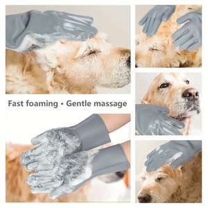 Pet Bath Gloves Silicone Anti Scratch Dog <b>Scrubbing</b> <b>Brush</b> Massage Glove For Pet Cleaning - Product Image 1