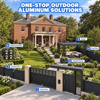 Solution complète en aluminium pour villas classiques : Clôture à persiennes, Portail, Pergola, Brise-vue, Jardinières et Mur végétal en panneaux perforés