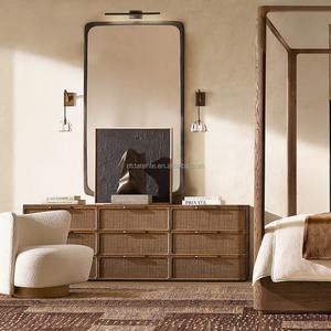 Cómoda Triple Premium Japandi de Roble Blanco Macizo con 9 Cajones y Ratán, Diseño Simétrico 3x3 para Dormitorio Principal, Perfil Curvo Arquitectónico Artesanal - Product Image 5