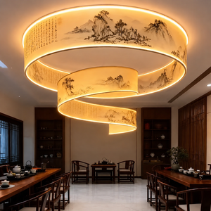 Lampadario a LED in acrilico personalizzato, grande lampada a sospensione decorativa per gallerie e hall - Product Image 5