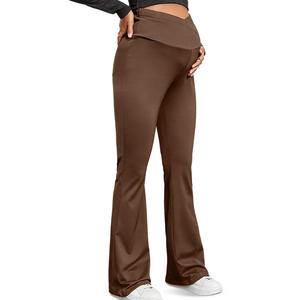 Pantalons de yoga de maternité à toucher doux, <span class=keywords><strong>ceinture</strong></span> de soutien croisée pour le ventre, taille haute, slim, évasé, leggings de <span class=keywords><strong>grossesse</strong></span> européens et américains, 90% - Product Image 5