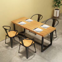 Juego de Mesa de Restaurante de Madera Maciza Estilo Industrial, Mesa de Comedor Rectangular con Sillas de Metal para Cantina o Cafetería