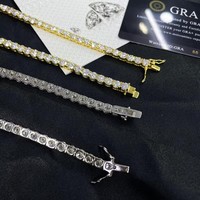 Chaîne Tennis HipHop Ice Out en Argent 925 avec Moissanite GRA VVS Couleur D, Collier Moissanite, Testée et Prête à l'Expédition, Gravure Laser Gratuite