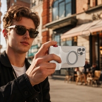 Pegangan Kamera Ponsel Magnetik ABS dengan Tombol Shutter untuk Vlog, Selfie, dan Siaran Langsung