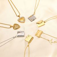 YW acier inoxydable Couple lettre enveloppe coeur médaillon pendentif collier ouverture fermeture livre charme clavicule chaîne femmes bijoux