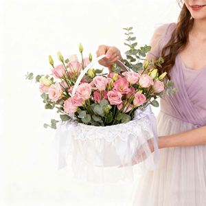 Cesta de encaje hecha a mano para niña, para ceremonia, boda, flor, bolso de mano - Product Image 2