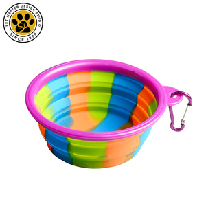 SinSky mangkuk makanan air lipat portabel, perjalanan luar ruangan silikon dapat dilipat makanan anjing hewan peliharaan mangkuk untuk anjing - Product Image 5