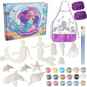 Набор для творчества «Русалка»: <span class=keywords><strong>2</strong></span> фигурки русалок, аксессуары для моря, 12 акриловых красок и блестки, с фартуком для раскрашивания - Product Image 2
