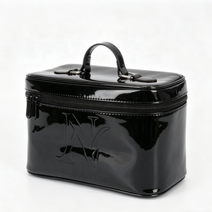 Embossed Logo Women Cosmetic Bag Durable Portable PU Makeup Bag Customized Color Women Zipper Bag for Daily Use - Product Image 1