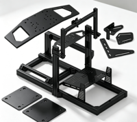 Châssis de course en aluminium anodisé noir sur mesure 4080 LANGLE-4080 Sim Rig, avec supports pour volant et pédales pour simulateur de course intérieur