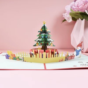 Cartes de Noël Joyeuses Noël, Cartes Pop-Up Arbre de Noël Hiver, Autocollants de Décoration de Noël, Cartes de Vœux Nouvel An Découpées au Laser - Product Image 3