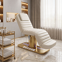 Lit de massage électrique 3 moteurs de luxe doré sur mesure pour salon de beauté, table de soin cosmétique, chaise de spa facial, lit pour extensions de cils