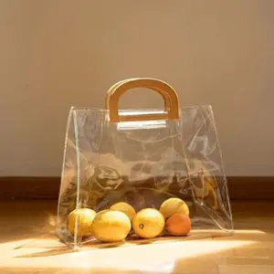 도매 중국 사용자 정의 인쇄 로고 Pvc 쇼핑백과 투명 토트 가방