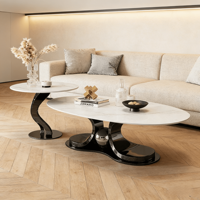 Table basse ovale, best-seller, meubles de salon, plateau en marbre blanc, structure en métal, table à thé moderne et simple, facile à nettoyer, luxe