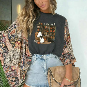 European American Hot Selling Print Ghost Graphic Casual Loose Long Sleeve <strong>Tshirt</strong> <strong>Women</strong> - Product Image 2