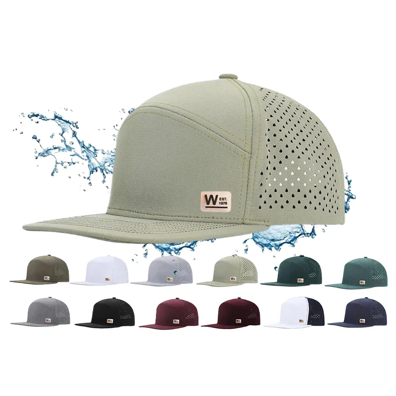 Sombrero de béisbol de secado rápido para hombre de verano logotipo personalizado malla transpirable láser perforado Anti salpicaduras sombrero de protección solar