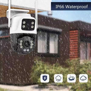ICsee 360 lente dual 8 megapíxeles inalámbrico PTZ CCTV cámara de seguridad Wifi Ip67 4K seguimiento humanoide para Red de almacén Cámara IP - Product Image 1