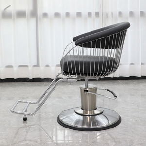 Modern Barber Chair Faux Leather Seat Stainless Steel <b>Frame</b> Hydraulic Height Adjustable <b>Round</b> Base Salon Furniture - Product Image 3